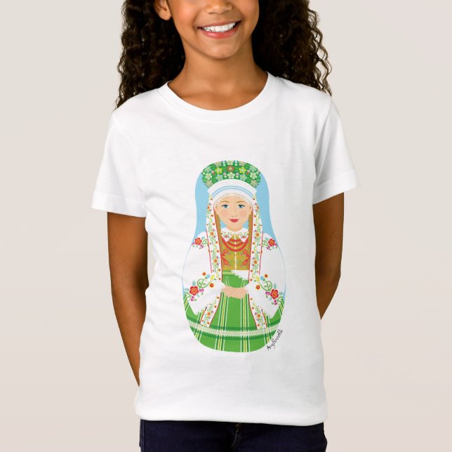 Łowicz Pole Bride Matryoshka Girls' T-Shirt (Front)