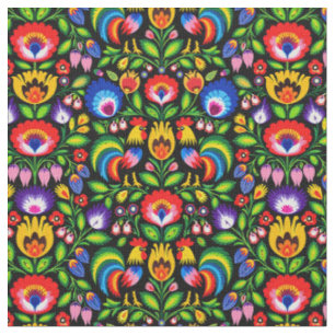 Lowicz Rooster Garden Fabric