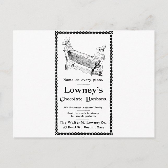 Lowney's Chocolate Bonbons Postcard (Front)