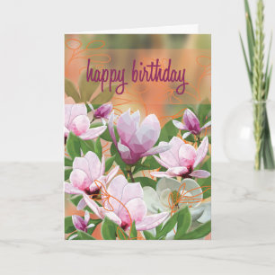 LowPoly Magnolia Birthday Card