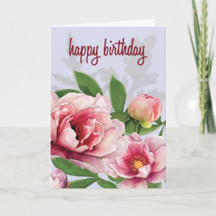 LowPoly Peonies Birthday Card
