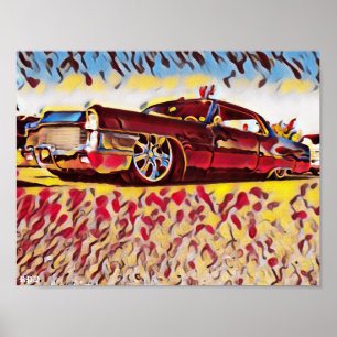 Lowrider Cadillac Low Rider Caddy Car Art Poster