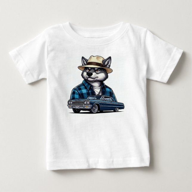 Lowrider Wolf Baby T-Shirt (Front)