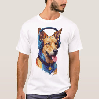 Loyal Beats – Abstract Dog Listening to Music T-Shirt