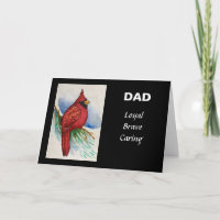 Loyal Brave Caring Dad Red Cardinal Watercolor