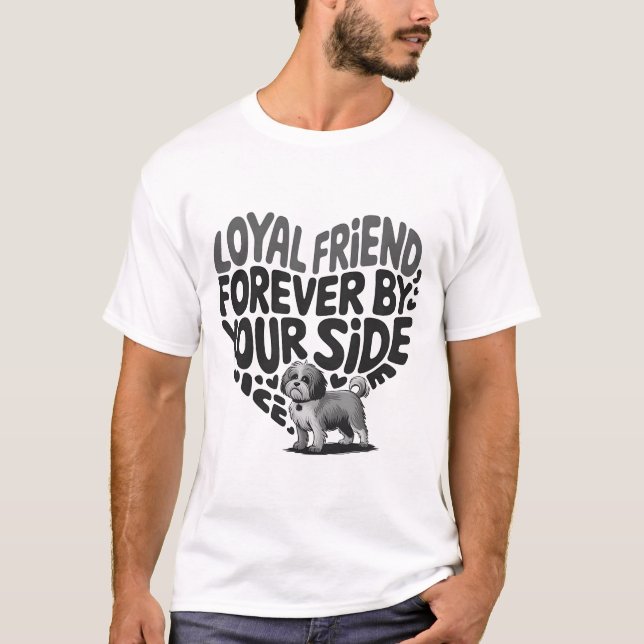 Loyal Friend Dog Companion Heart Design T-Shirt (Front)
