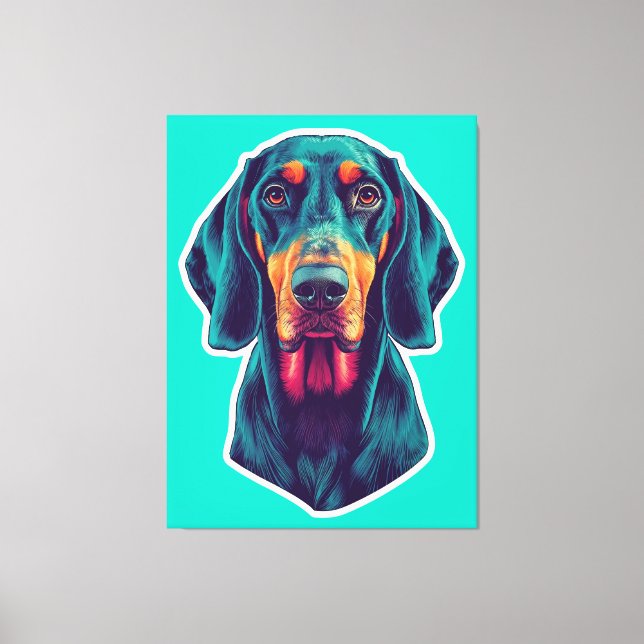 Loyal Glow – Vibrant Bluetick Coonhound Pop Art Canvas Print (Front)