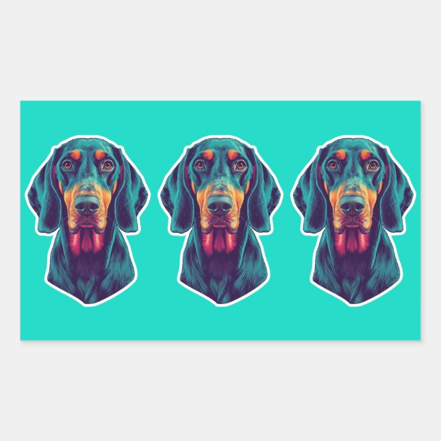 Loyal Glow – Vibrant Bluetick Coonhound Pop Art Rectangular Sticker (Front)