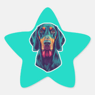 Loyal Glow – Vibrant Bluetick Coonhound Pop Art Star Sticker