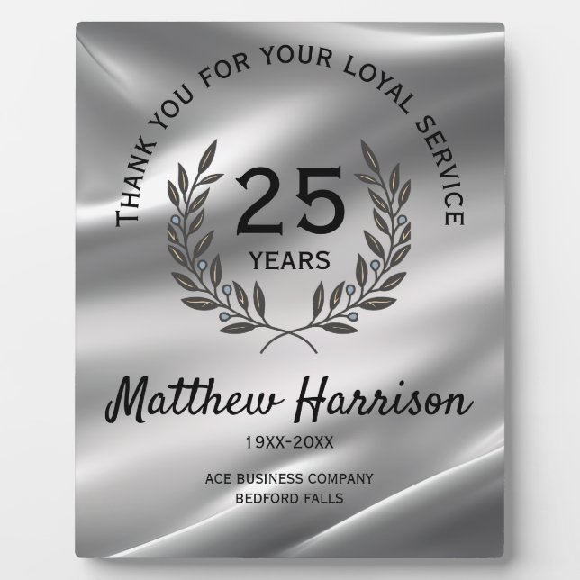Loyal Long Service Appreciation Award. Personalise Plaque (Front)