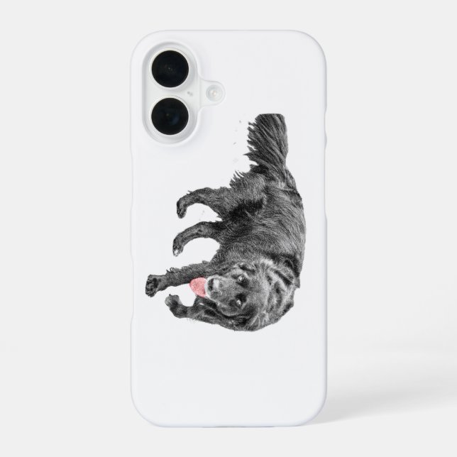 Loyal Pup with Red Accent iPhone 16 Case (Back)