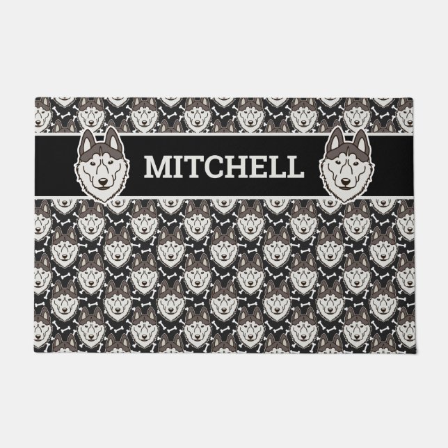 Loyal Siberian Husky Arctic Sled Dog Pet Puppy Doormat (Front)