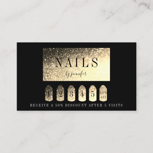 Loyalität 5 Nails Artist Elegant Gold Business Card (Front)
