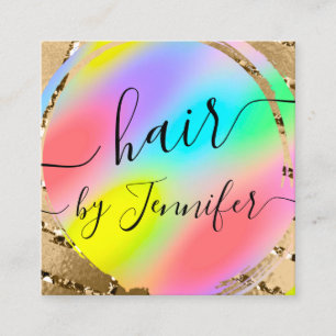 Loyality Drips 6 Punches Hair Lash Makeup Rainbow Square Business Card