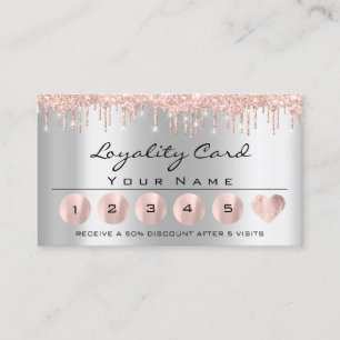 Loyaliy 6 Aesthetician Rose Drips Grey Heart Lash Business Card