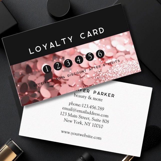 Loyalty 5 Nails Lashes Beauty Glitter Business Card (Loyalty 5 Nails Lashes Beauty Glitter Business Card)
