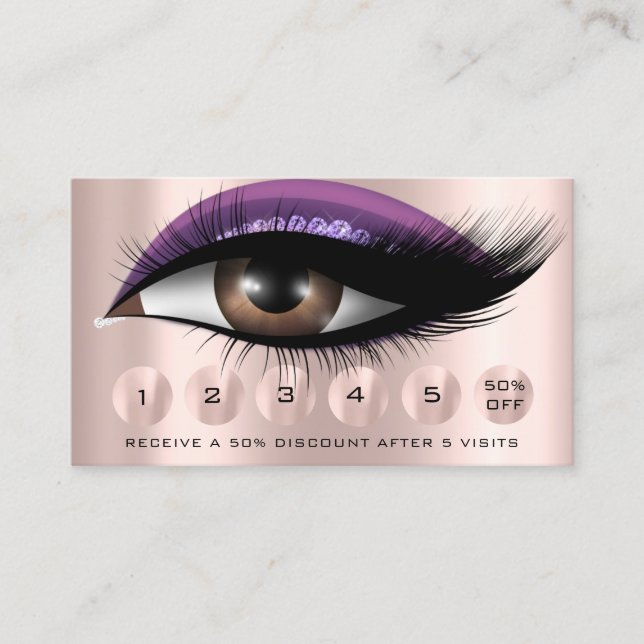 Loyalty  6 Makeup Makeup  Eyelash Drip Purple Rose Business Card (Front)