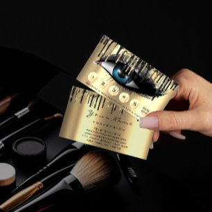 Loyalty  6 Makeup Makeup Eyelash Gold Grey Drips Business Card