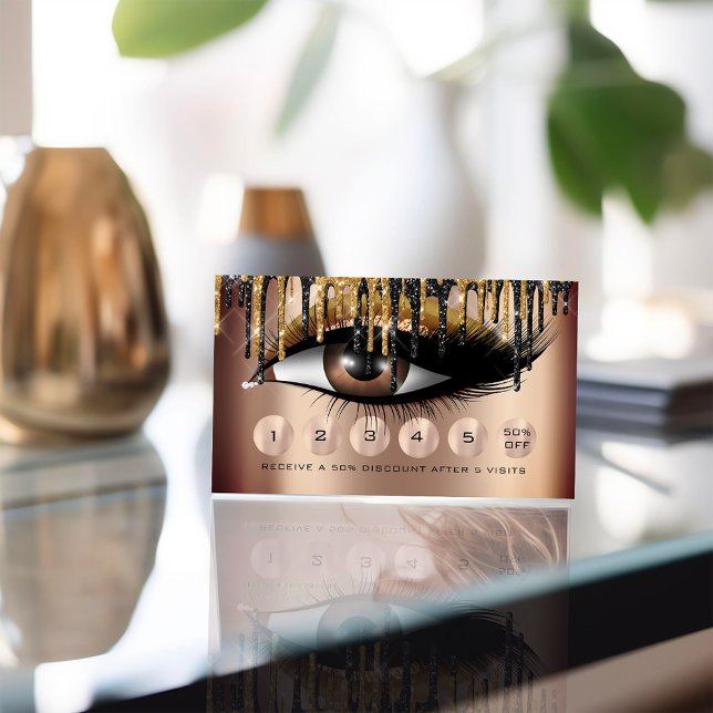 Loyalty  6 Makeup Makeup Eyelash Gold Skinny Drips Business Card (Loyalty 6 Makeup Makeup Eyelash Gold Skinny Drips Business Card)