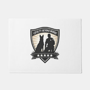 Loyalty Beyond Words Vintage K9 Police Badge Vecto Doormat