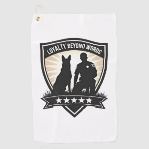 Loyalty Beyond Words Vintage K9 Police Badge Vecto Golf Towel