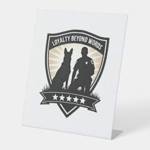Loyalty Beyond Words Vintage K9 Police Badge Vecto Pedestal Sign