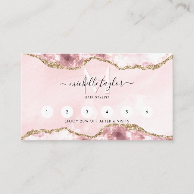 Loyalty Blush Pink Chic Modern Monogram Business Card (Front)