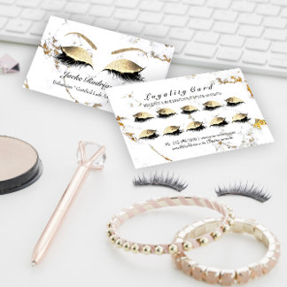 Loyalty Card 10 Makeup Artist Lashes Marble Gold