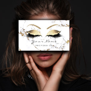 Loyalty Card 10 Makeup Lash Extension Marble Gold