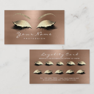 Loyalty Card 10 Makeup Lashes Extension Coffe Gold