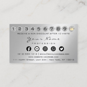 Loyalty Card 10 Punch Crown Silver QR Logo Photo
