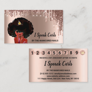 Loyalty Card 10 Punch Curly Hair Drips Burgundy
