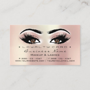 Loyalty Card 6 Beauty Salon Lash Peach Rose Brown