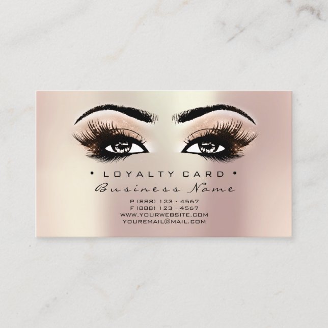 Loyalty Card 6 Beauty Salon Lash Rose Gold Blush (Front)