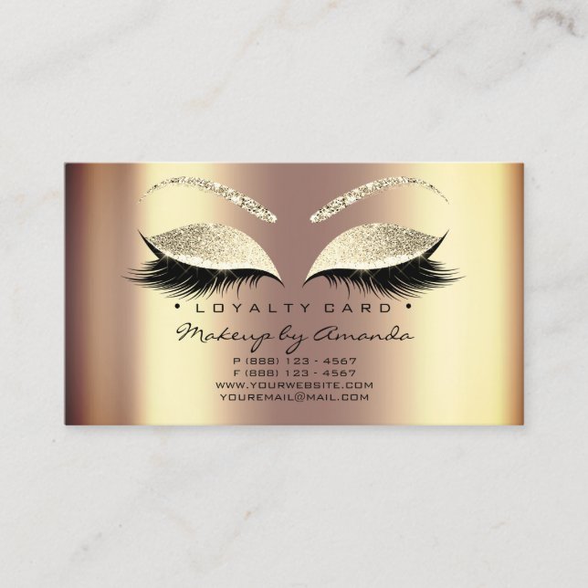 Loyalty Card 6 Beauty Salon Lash Sepia Honey Gold (Front)