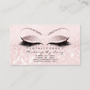 Loyalty Card 6 Beauty Salon Lashes Glitter Pink