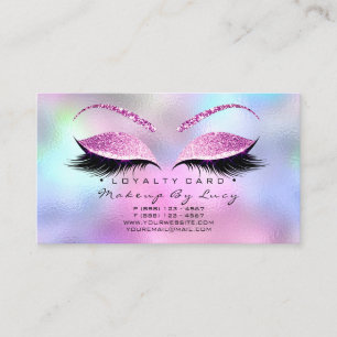 Loyalty Card 6 Beauty Salon Lashes Glitter Pink