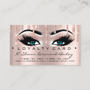 Loyalty Card 6 Beauty Salon Lashes Rose Blue Drips