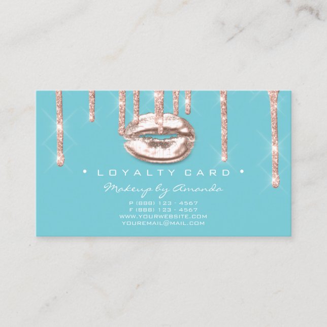 Loyalty Card 6 Beauty Salon Makeup Artist Kiss Blu (Front)