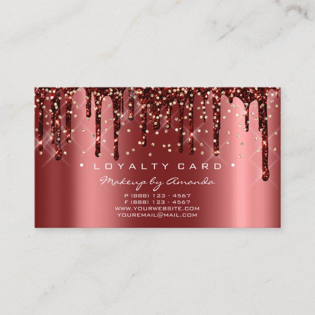 Loyalty Card 6 Punch Makeup Artist Confetti Drip (Front)