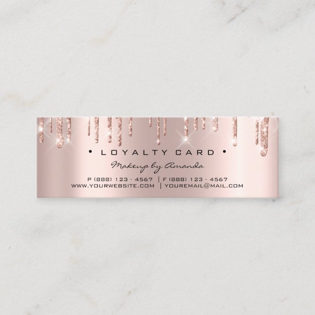 Loyalty Card 6 Punch Makeup Beauty Heart Rose Gold (Front)