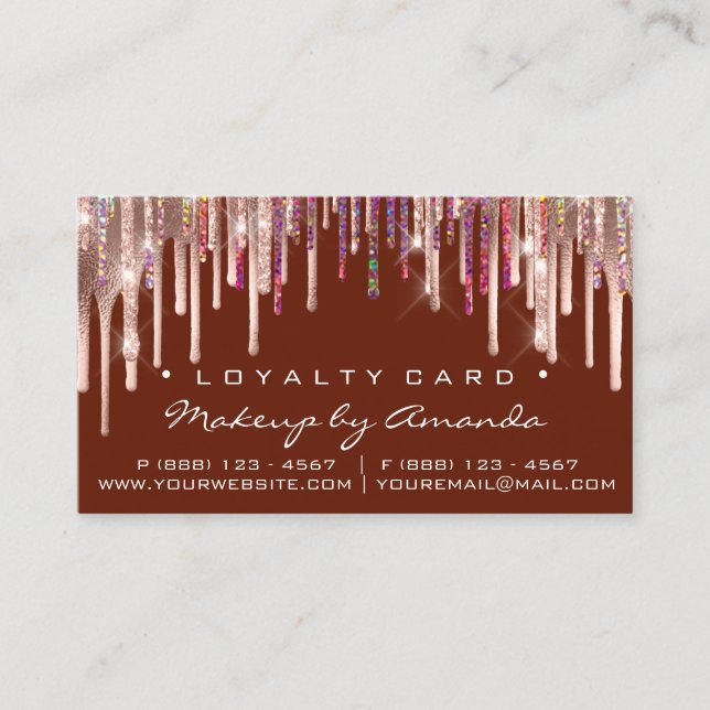 Loyalty Card 6 Punch Makeup Holograph Drip Burgund (Front)
