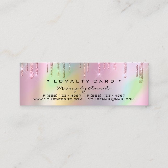 Loyalty Card 6 Punch Makeup Holographic Rose Small (Front)