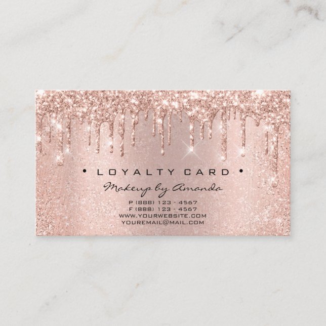 Loyalty Card 6 Punch Makeup Lashes Heart Rose Drip (Front)