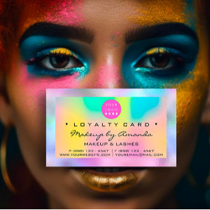 Loyalty Card 6 Punch Makeup Nail Holograph Logo
