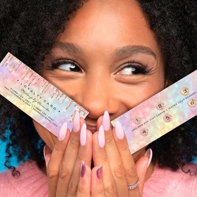 Loyalty Card 6 Punch Makeup Nails Holograph Small (Loyalty Card 6 Punch Makeup Nails Holograph Small)