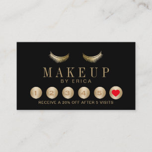 Loyalty Card   Black & Gold Lashes Makeup Artist