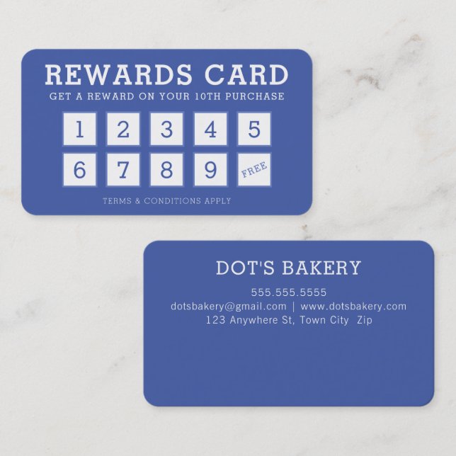 LOYALTY CARD cute modern loyalty 10 indigo blue (Front/Back)