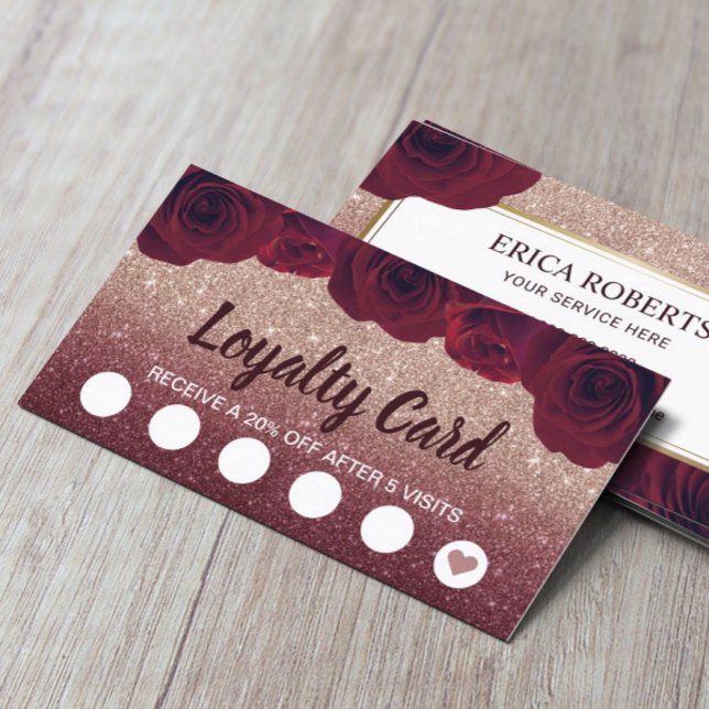 Loyalty Card | Elegant Floral Burgundy Rose Gold (Creator Uploaded)