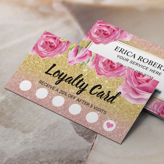 Loyalty Card | Elegant Floral Modern Gold Glitter (Creator Uploaded)